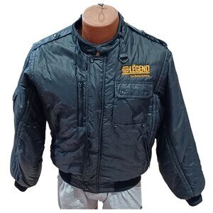 Vintage Napa Legend The Better Battery Black Bomber Jacket Mens Size S MV Sport